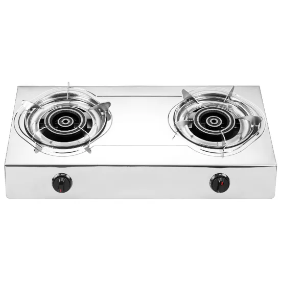 Desktop White Gas Stove 2 Burner Stove Cooker Cooktop Easy to Clean Stainless Steel Suitable for Home Kitchen Metal Household