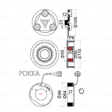 7pk 12v Clutch del compressore AC nuovo auto per Nissan Tiida - Clutch del compressore d'aria Pokka