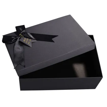 Custom Luxury Black Shirt Box with Ribbon