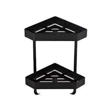 Black 403 Stainless Steel Double Layer Corner Shelf for Modern Bathroom