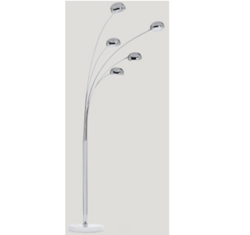 Modern Metal Stem and Marble Base 5-Head Arc Floor Lamp with Lampshade