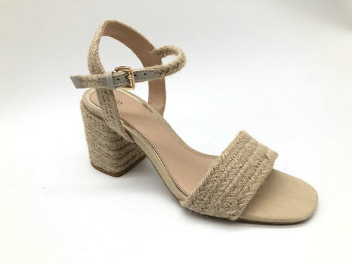 Ladies jute upper fashion chunky heel sandal