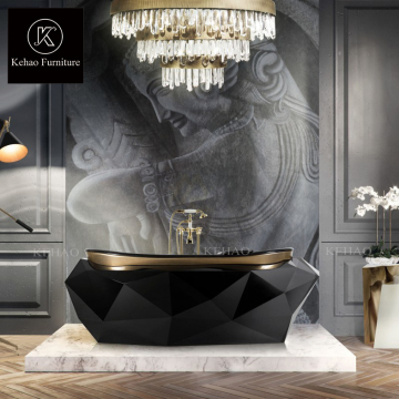 Modern Italian Master Bathroom with Black Diamond Freestanding Bathtub
