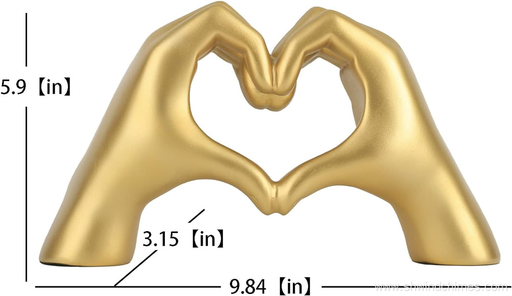 Gold Gesture Heart Hand Statue for Room Decoration