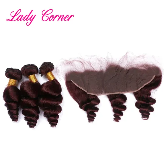 Cambodian 9A top quality loose wave color 99j hair weave red braiding hair on stock