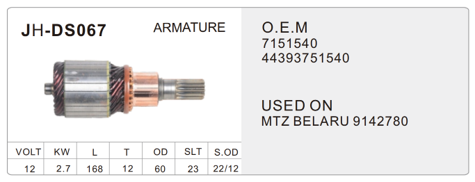 starter parts- JH-DS067-X