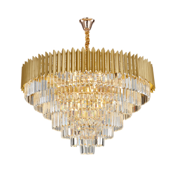 Chandelier en cristal intérieur de luxe en or moderne pour le salon