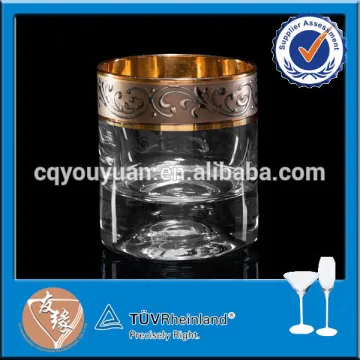 Hot sale whisky wine glass with gold rim