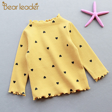 Bear Leader Girls Lovely Heart Print Sweaters 2021 New Autumn Kids Baby Cute Pattern Clothing Fashion Clothes Casual Outfits