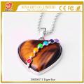 Forme de coeur Tiger Eye 7 Chakras Collier de pierres précieuses