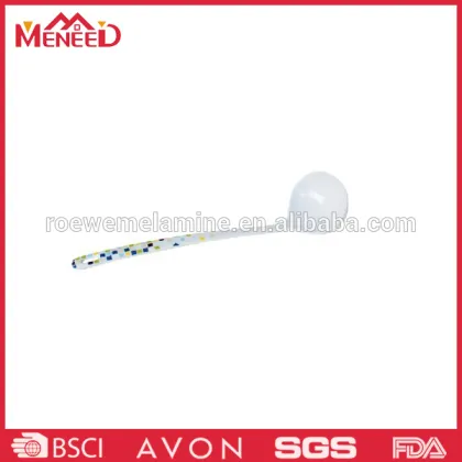 Recycled melamine long handle soup spoon