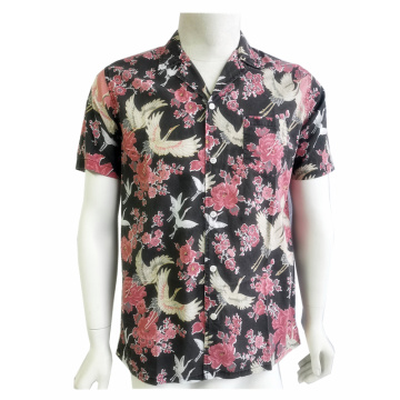 Chemise Hawaii à imprimé en coton décontracté pour hommes