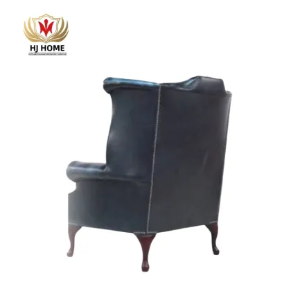 HJ HOME Classic Wingback Queen Anne Armchair - High-Back Chesterfield Sofa Chair with Exposed Hardwood Legs