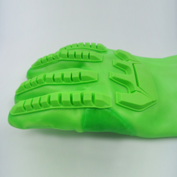 Guantes recubiertos de PVC verde fluorescente con TPR