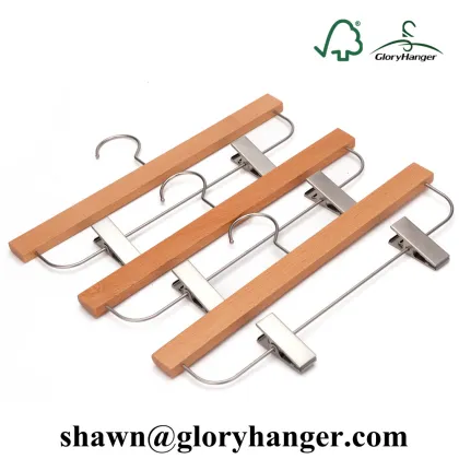Luxury Beech Wooden Trousers/Bottom Hangers with Clips