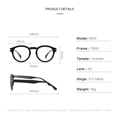 Round Optical Frame Glasses with CP Temple in TR90 Material