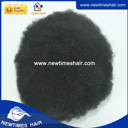 French lace afro curly toupee, black color afro toupee for black men