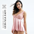 Gaun babydoll renda pink seksi