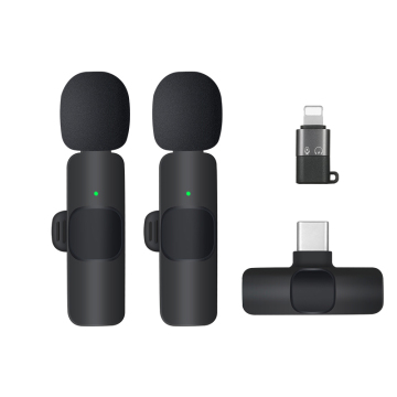 2022 New 1 Drag 2 Microphone Lavalier 2.4GHz K8 K9 Wireless Plug and Play Mini Microphone