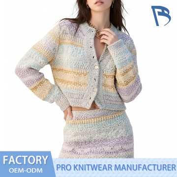 Bộ đồ nữ dệt kim cầu vồng phong cách thời trang