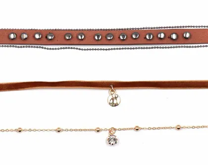 Leather Velvet Choker Necklace Punk Rivet Charm Necklace