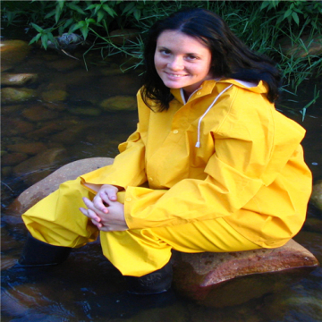 Outdoor heavy duty polyester raincoat