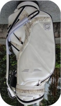 Pearl White Professional Golf Caddie Bag with Snake Skin Pattern Golf Bag for Clubs