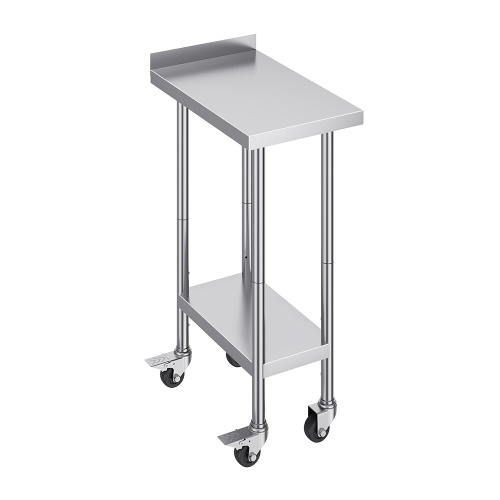 stainless steel work table with wheels Stainless Steel Double Layers Kitchen Work Table Manufactory