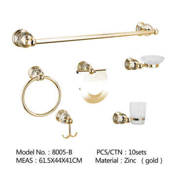 Luxury Golden Zinc Wall Mounted Bathroom Accessories Set