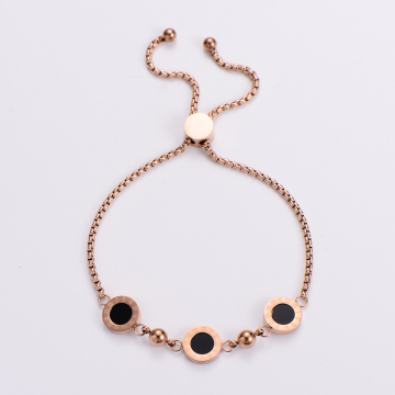 Adjustable Roman Numeral Bracelet with Rose Gold Slider Chain - Tarnish Free Jewelry