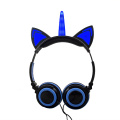 Cute design wired Unicorn Headphones with flash light