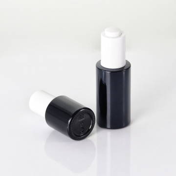 Black Glass Bottle With White Button Dropper