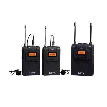BY-WM8 UHF Dual-Channel Wireless Lavalier Microphone System for Video Production