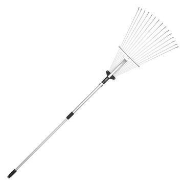 Lightweight Adjustable Garden Rake with Expanding Handle for Efficient Leaf Collection