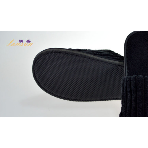 Black Coral Fleece Slipper Disposable Plush Hotel Slipper