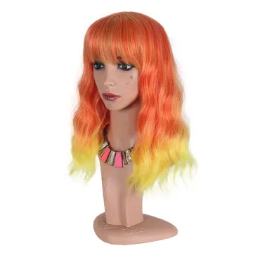 Wholesale Natural High Quality Artificial Adjustable Heat Resistant Cosplay Short Bang wavy Synthetic Wigs For Black Women