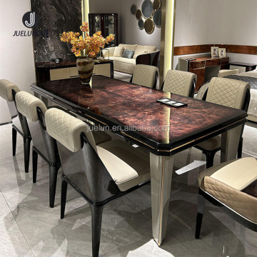 Groothandel houten eettafel 8 -zitter Noordse moderne houten dinerset voor 6