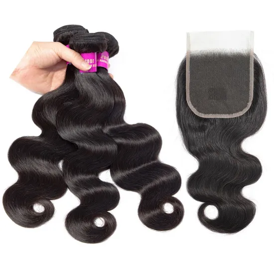 Virgin Brazilian Body Wave Hair Bundles With Closure 100% Human Hair Wholesale Virgin Hair Vendors