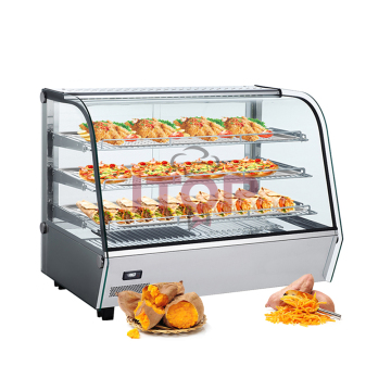 Bakery Food Warm Display Cabinet for Hamburger with Curved Glass