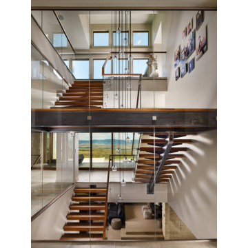 سلالم أحادية سترينجر حديثة من الفولاذ الطري، درج من الخشب الصلب