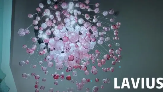 Long stairs ball glass led chandelier pendant lamp