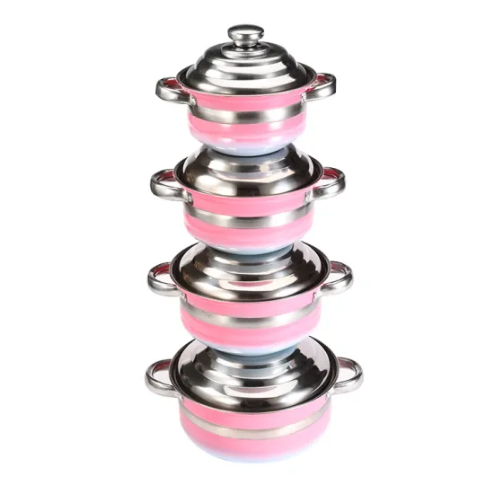 High Quality Pink Color Europe Styles Non-Stick Cookware Stainless Steel Stock Casseroles