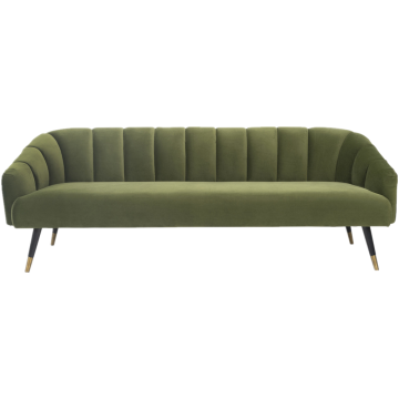 Retro Velvet Three-Seat Sofa with Wood Legs: Elevating Your Living Room Décor