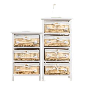 Handmade Willow Wicker 3 Drawer Small Cabinet - Wholesale Wood Storage Basket