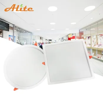 Ultra Thin Recessed Commercial LED Panel Ceiling Downlight - Warm White Aluminum
