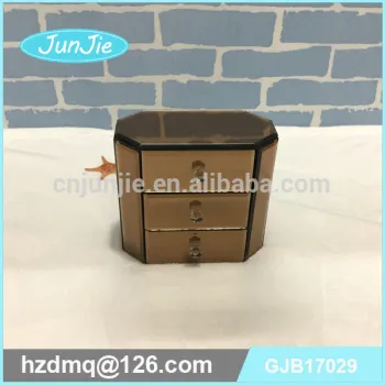 Wholesale custom 3 drawer glass mirror jewelry box