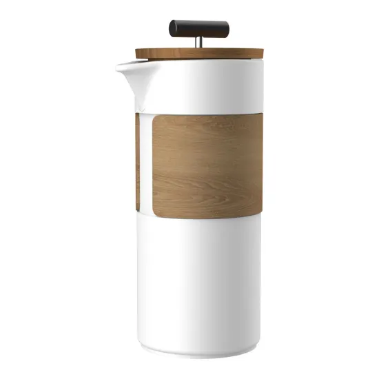 DHPO Wholesale Custom Tea/Coffee Pots - Portable French Press Coffee Maker with Wooden Sleeve and Lid