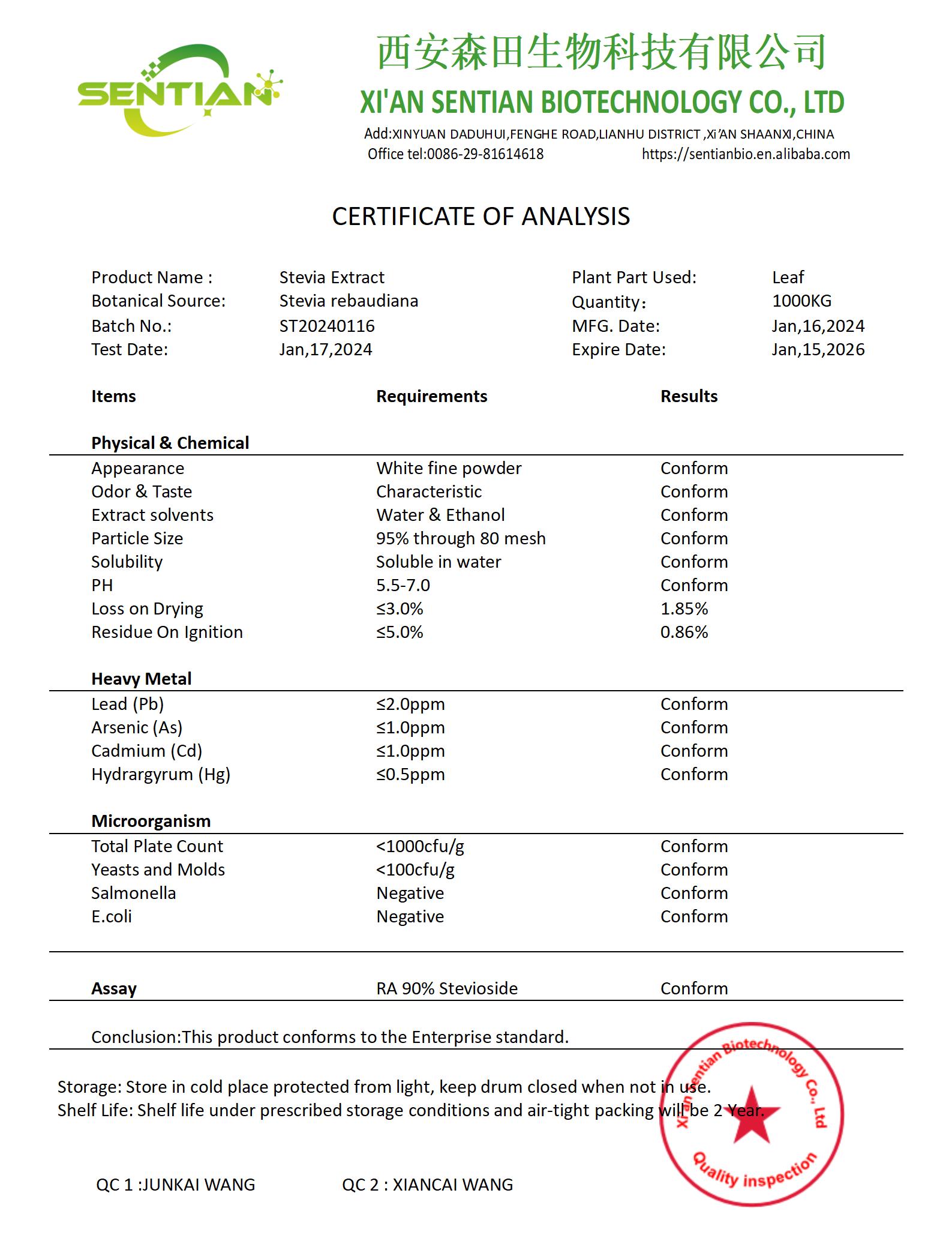 RA 90% Stevioside-COA_01