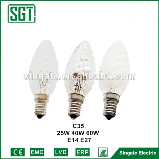 Spiral C35 candle light incandescent Bulb E14 E27 B22