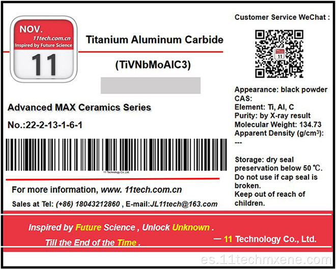 Metal de transición bidimensional TIVNBMOALC3